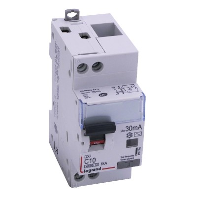 Legrand - Disjoncteur différentiel DX³4500 - vis/vis - U+N 230V~ - 10A typeAC 30mA - courbe C - 2 modules - Réf: 410704