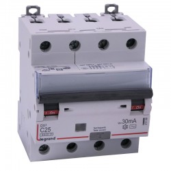 Disjoncteur 10A 4P 400V - Courbe C - Auto/Vis - DX³ 6000 - 10kA - peigne  HX³ opti 4P - 3 modules - Legrand - 407913