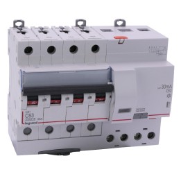 Legrand - Disjoncteur diff DX³ 6000 - vis/vis - 4P 400V~ - 63A - type AC 30mA - courbe C - 7 mod - Réf : 411192