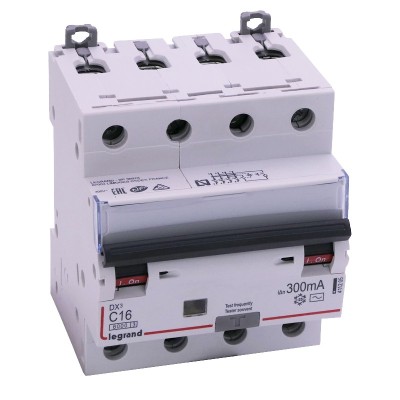 Legrand - Disjoncteur différentiel monobloc DX³6000 10k à vis 4P 400V~ - 16A - typeAC 300mA - Réf 411205