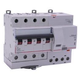 Legrand - Disjoncteur diff DX³ 6000 - vis/vis - 4P- 400V~ - 40A - typeAC 300mA - courbe C - 7 mod - Réf : 411209