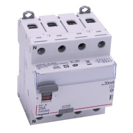 Legrand - Inter diff DX³-ID - vis/vis - 4P - 400V~- 25A - type AC - 30mA - départ bas - 4M - Réf : 411660