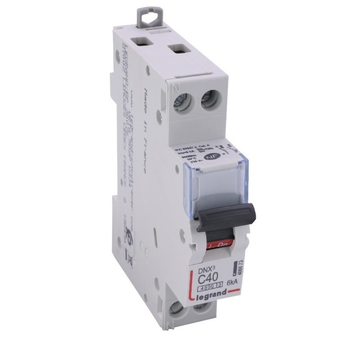 Legrand - Disjoncteur DNX³ 4500 - vis/vis - U+N 230V~ 40A - 6kA - courbe C - 1 module - Réf : 406873