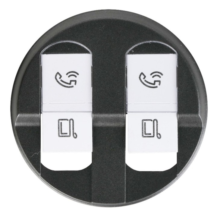 Legrand Céliane - Enjoliveur - Prise Double RJ 45 - Graphite - Réf : 067952