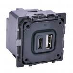 Legrand - Chargeur double USB - Type A et Type C - 3A - Réf : 067465