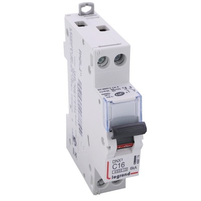 Legrand - Disjoncteur DNX³ 4500 - vis/vis - U+N 230V~ 16A - 4,5kA - courbe C - 1 module - Réf : 406774