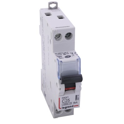 Legrand - Disjoncteur DNX³ 4500 - vis/vis - U+N 230V~ 25A - 4,5kA - courbe C - 1 module - Réf : 406776