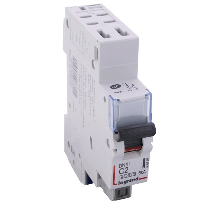 Legrand - Disjoncteur DNX³ 4500 -auto/auto - U+N 230V~ 2A - 4,5kA - courbe C - 1 mod - Réf : 406780
