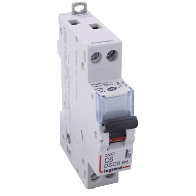 Legrand - Disjoncteur DNX³ 4500 - vis/vis - U+N 230V~ 6A - 4,5kA - courbe C - 1 module - Réf : 406772