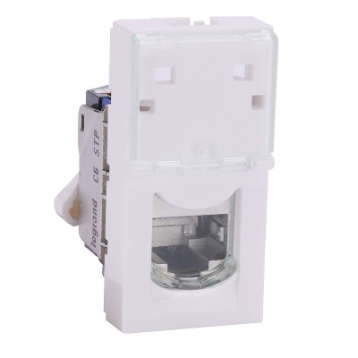 Legrand Mosaic - Prise RJ45 - Catégorie 6 - STP - blindage métal - 1 module - blanc - LCS - Réf : 076563
