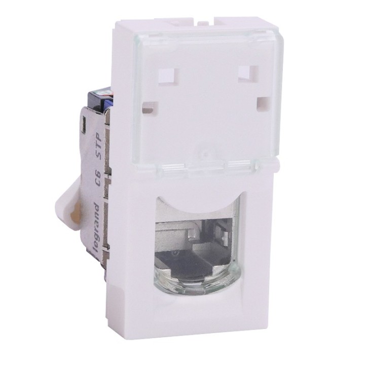 Legrand Mosaic - Prise RJ45 - Catégorie 6 - STP - blindage métal - 1 module - blanc - LCS - Réf : 076563