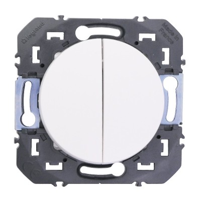 Legrand - Poussoir double dooxie 6A 250V~ finition blanc - Réf : 600008