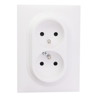 Legrand - Double prise de courant compacte monobloc easyréno 2P+T dooxie 16A livrée avec plaque carrée blanche - Réf : 600321