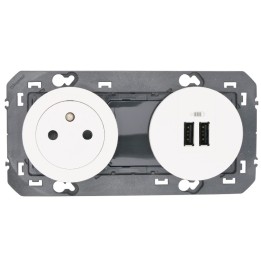 Legrand - Prise de courant 2P+T Surface + module de charge 2 USB TypeA dooxie 3A précâblés finition blanc - Réf : 600342