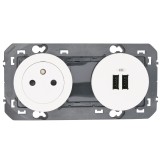 Legrand - Prise de courant 2P+T Surface + module de charge 2 USB TypeA dooxie 3A précâblés finition blanc - Réf : 600342