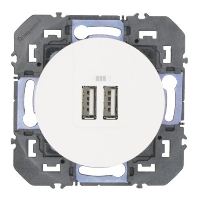 Legrand - Double chargeur USB TypeA dooxie 2,4A finition blanc - Réf : 600343