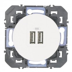 Legrand - Double chargeur USB TypeA dooxie 2,4A finition blanc - Réf : 600343