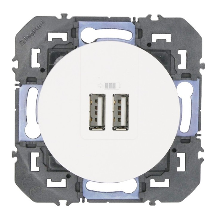 Legrand - Double chargeur USB TypeA dooxie 2,4A finition blanc - Réf : 600343