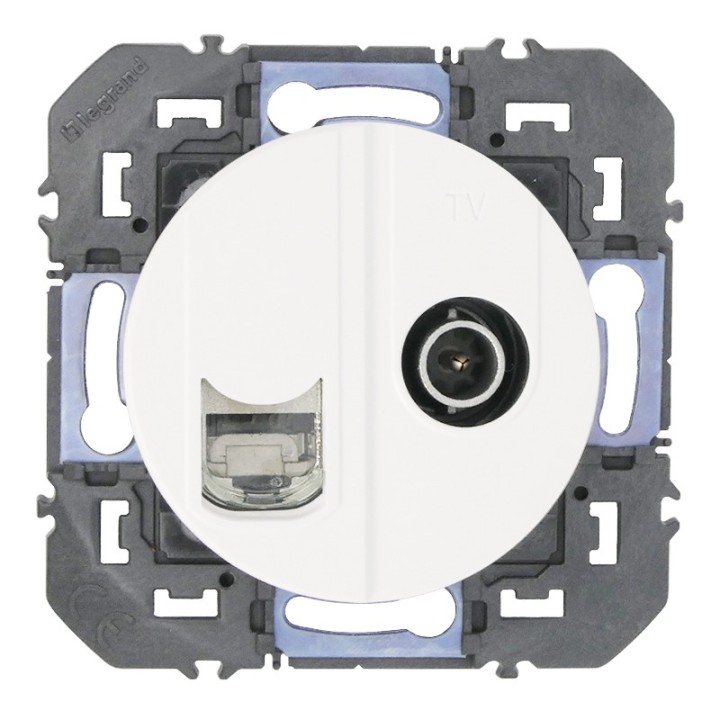Legrand - Prise TV + RJ45 cat6 STP compacte dooxie finition blanc - Réf : 600352