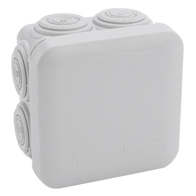 Legrand Plexo - Bte carrée 65x65x40 étanche gris - embout (7) -IP55/IK07- 650°C - Réf : 092005