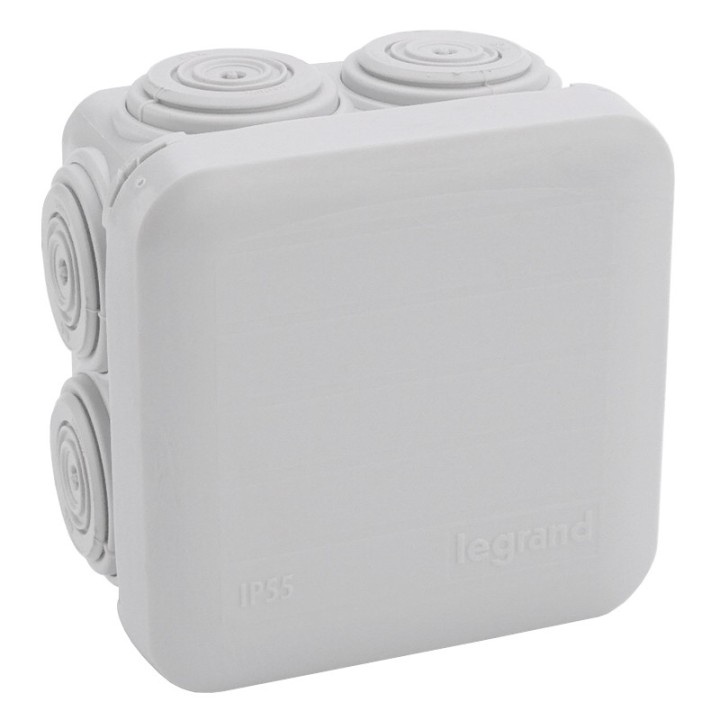Legrand Plexo - Bte carrée 65x65x40 étanche gris - embout (7) -IP55/IK07- 650°C - Réf : 092005