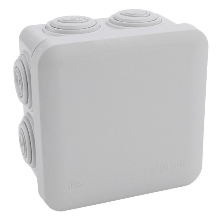 Legrand Plexo - Bte carrée 80x80x45 étanche gris - embout (7) -IP55/IK07- 650°C - Réf : 092012