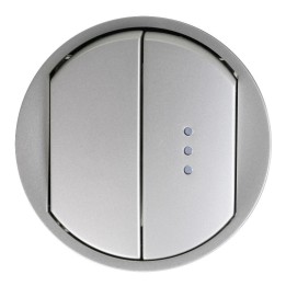 Legrand Céliane - Enjoliveur - Double VV/Poussoir dont un à Voyant - Doigt Large Titane - Réf : 06830(2)(4)