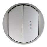 Legrand Céliane - Enjoliveur - Double VV/Poussoir dont un à Voyant - Doigt Large Titane - Réf : 06830(2)(4)