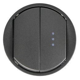 Legrand Céliane - Enjoliveur - Double VV/Poussoir dont un à Voyant - Doigt Large Graphite - Réf : 06790(2)(4)