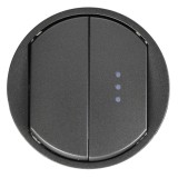 Legrand Céliane - Enjoliveur - Double VV/Poussoir dont un à Voyant - Doigt Large Graphite - Réf : 06790(2)(4)