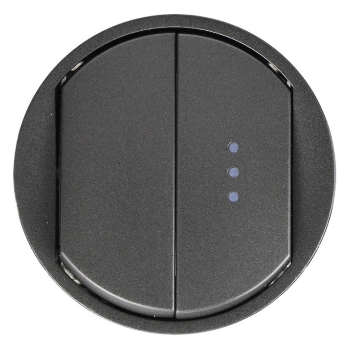 Legrand Céliane - Enjoliveur - Double VV/Poussoir dont un à Voyant - Doigt Large Graphite - Réf : 06790(2)(4)