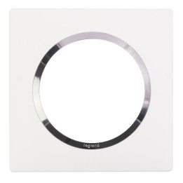 Legrand - Plaque carrée dooxie 1 poste finition blanc avec bague effet chrome - Réf : 600841