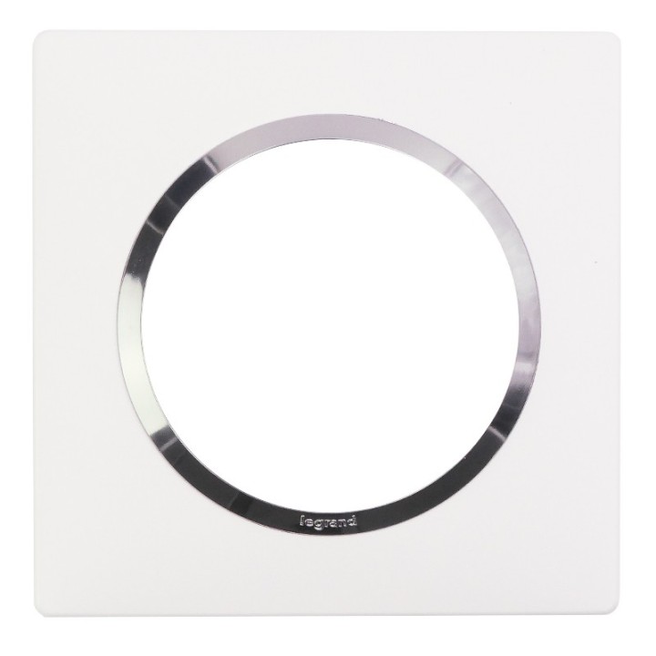Legrand - Plaque carrée dooxie 1 poste finition blanc avec bague effet chrome - Réf : 600841