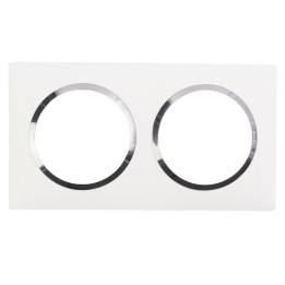 Legrand - Plaque carrée dooxie 2 postes finition blanc avec bague effet chrome - Réf : 600842