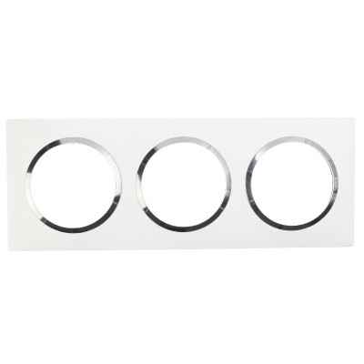 Legrand - Plaque carrée dooxie 3 postes finition blanc avec bague effet chrome - Réf : 600843
