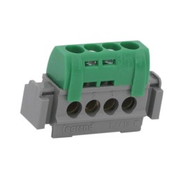 Legrand - Bornier de répartition IP 2X - terre - 4 connexions 1,5 à 16 mm²- vert - L 47 mm - Réf : 004830
