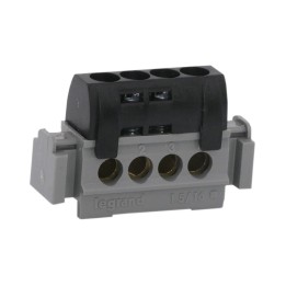 Legrand - Bornier de répartition IP 2X - phase - 4 connexions 1,5 à 16 mm²- noir- L 47 mm - Réf : 004850