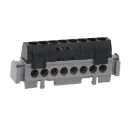Legrand - Bornier de répartition IP 2X - phase - 8 connexions 1,5 à 16 mm²- noir- L 75 mm - Réf : 004852