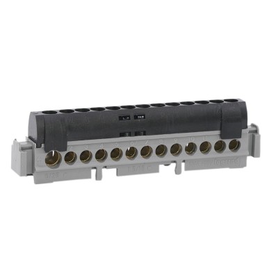 Legrand - Bornier de répartition IP 2X - Phase - 1 connexion 6 à 25 mm² - noir - L 113 mm - Réf : 04854