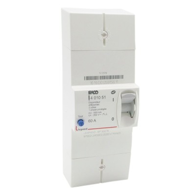 Legrand - Disjoncteur de branchement Enedis bipolaire différentiel 500mA instantané - 60A non réglable - Réf : 401051