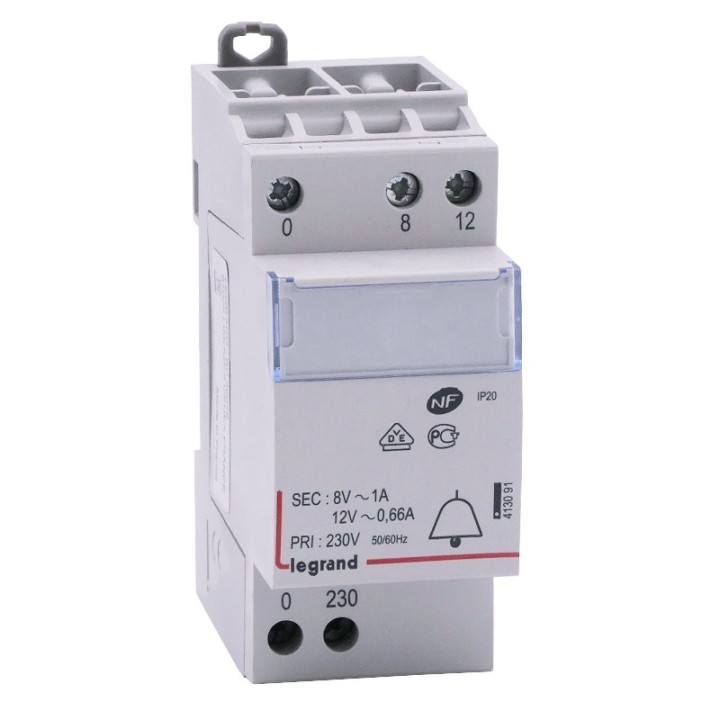 Legrand - Transformateur Sonnerie 230 / 12-8 V Modulaire - Réf : 413091