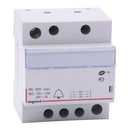 Legrand - Transformateur Sonnerie 230 / 24-12 V Modulaire - Réf : 413093