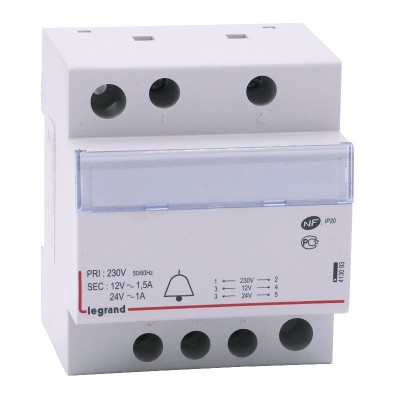 Legrand - Transformateur Sonnerie 230 / 24-12 V Modulaire - Réf : 413093