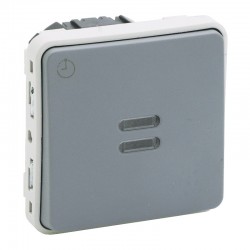 Legrand - Interrupteur temporisé lumineux Plexo composable IP55 230V 50Hz ou 60Hz - gris - Réf : 069504