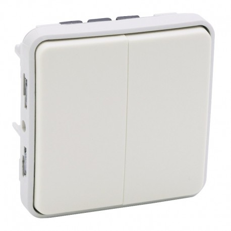 Legrand - Double interrupteur ou va-et-vient Plexo composable IP55 10AX 250V - blanc - Réf : 069625