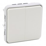 Legrand - Double interrupteur ou va-et-vient Plexo composable IP55 10AX 250V - blanc - Réf : 069625