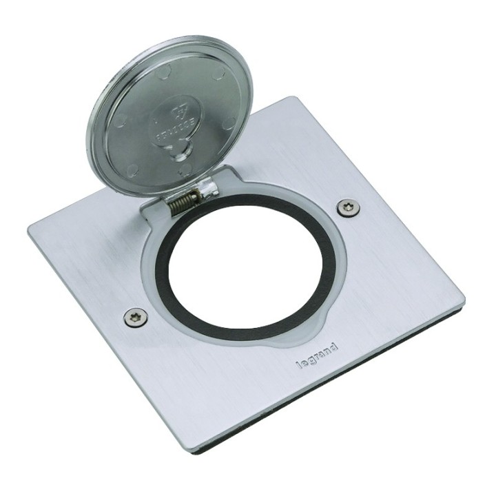 Legrand - Platine de sol carrée à équiper de mécanisme Mosaic 1 poste – inox brossé - Réf : 089700