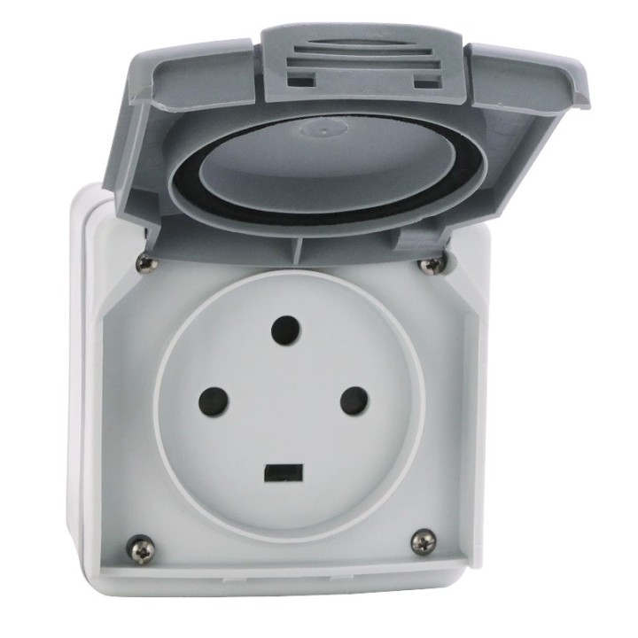 Legrand - Prise 3P+T étanche 20A Plexo complet IP55 saillie - gris - Réf : 091656