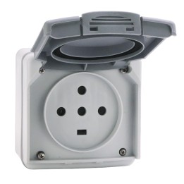 Legrand - Prise 3P+T+N étanche 20A Plexo complet IP55 saillie - gris- Réf : 091657