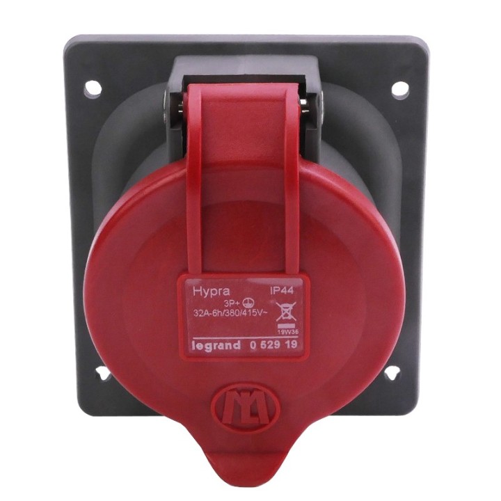 Legrand - Prise à entraxes unifiés fixe Hypra IP44 32A - 380V~ à 415V~ - 3P+T - plastique - Réf : 052919